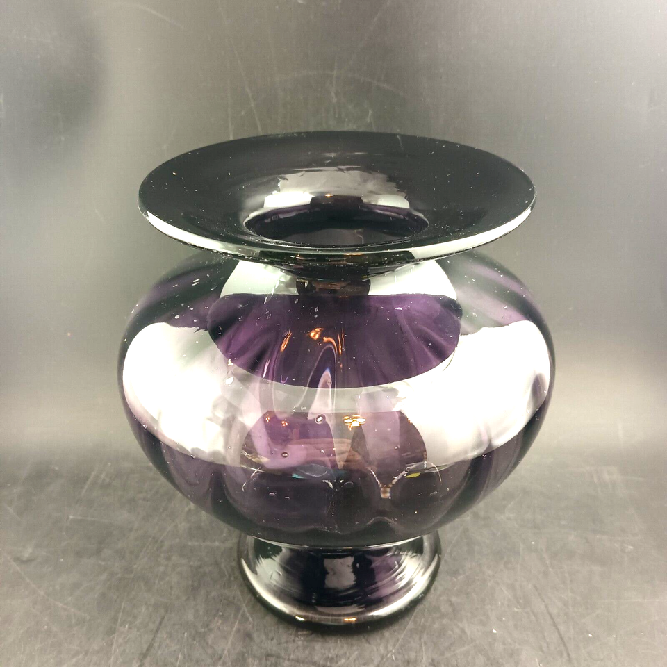 Purple Amethyst Art Glass Vase 8&quot; Tall, Cased, Sharon Fowler Co - $48.00