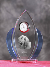 Afghan Hound-  crystal clock in the shape of a wings with the image of a pure-br - £53.19 GBP