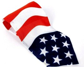 Action Of America Men&#39;s Necktie Polyester Red White Blue American Flag Novelty - $17.82