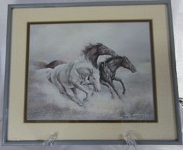 Ruane Manning Wild Horses 1 Matted Framed Print 11&quot; x 13&quot; - £17.25 GBP