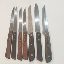 7 Stainless Steel Knives-Wooden Handle-Japan  - £12.50 GBP