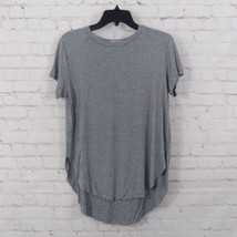 Melrose and Market Top Womens Small Gray White Striped Short Sleeve Raw Hem Tee - £13.99 GBP