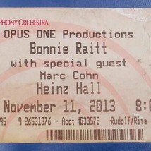 Bonnie Raitt Konzert Ticket Stumpf November 11 2013 Pittsburgh Pennsylvania - £26.65 GBP