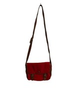 Fossil Red Nylon Brown Leather Trim Crossbody Purse Handbag Bag - £15.10 GBP