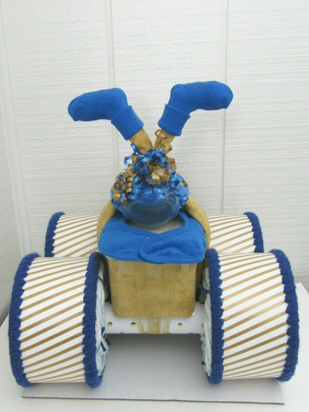 Four Wheeler Diaper Cake Royal Blue and Gold Prince Baby Shower Centerpiece Gift
