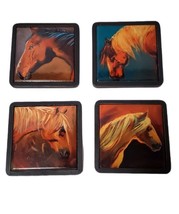 Painted Horse Equine Mustang Coasters Set of 4 with Caddy  4.5 x 4.5&quot; - £14.90 GBP