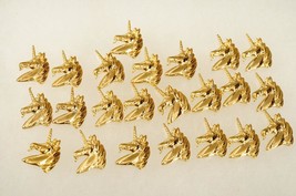 Artisan Costume Jewelry Supply Lot 19MM Gold Tone Metal Unicorn Head Fin... - $16.82