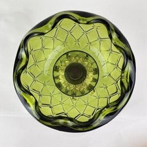 Indiana Green Glass Diamond Footed Metal Leaf Bowl Candy Dish - £21.02 GBP