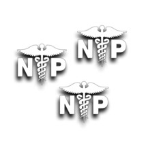 3X NP Caduceus Decal, Nurse Practitioner or Healthcare Hospital Nursing Worker W - £11.10 GBP