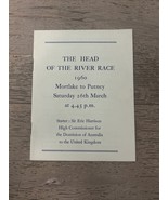 1960 Mortlake to Putney the Head Of The River Race Authorized Programme ... - $27.44 CAD