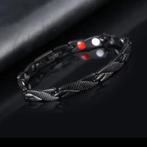 Casual Retro Fashion Dragon Pattern Magnetic Bracelet Black Tone - £14.06 GBP