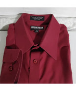 Mens Dicapri Burgundy Long Sleeve Dress Shirt 16 1/2&quot; 34/35 Dry Cleaned - £10.15 GBP
