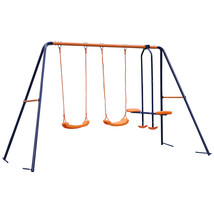 Metal Kids Play Swing Set W/ 2 Seats 1 Glider Outdoor Playground 440Lbs ... - £129.48 GBP