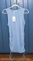 Grace Karin Sleeveless Light Blue Ribbed Ruched Sides Shirt Size XL - £10.96 GBP