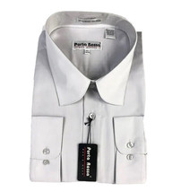 Porta Rossa Men&#39;s Silver Dress Shirt Convertible Cuff Size 19.5 Neck 34/35 - £15.93 GBP