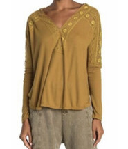 NWT Women&#39;s Free People Lola Lace Trim V-Neck Top in Alchemy Sz Medium - £34.09 GBP