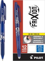 Blue Gel Ink Stick Pens, Fine Point, 12-Pack, Pilot Frixion Ball Erasable And - £25.13 GBP