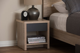 Nevan Two-Tone Oak and Gray Wood 1-Drawer 1-Shelf Nightstand - $1,052.30 MXN