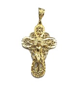 14K Yellow Gold Plated Crucifix Religious JESUS Cross Pendant Charm Protection - $44.55