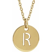 Precious Stars Unisex 14K Yellow Gold Initial R Dangle Disc Necklace - £241.40 GBP