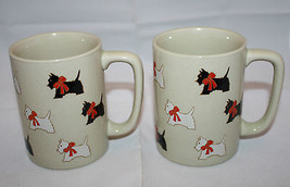 Set of 2 Otagiri Japan White Black Scottish Terriers Dogs Coffee Tea Mug Cups  - £32.38 GBP