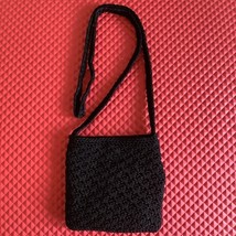 The Sak Crochet Crossbody Purse Woven Boho Small Black Shoulder Bag 7x7x... - $24.74