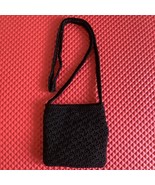 The Sak Crochet Crossbody Purse Woven Boho Small Black Shoulder Bag 7x7x... - $24.74