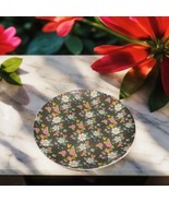 MARY ENGELBREIT 2-Salad Plates Floral Chintz Enesco 2002 Black Ceramic D... - £17.40 GBP