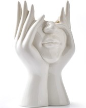 Funterest Small Face Vases, White Ceramic Flower Vase For Home Decor, - £28.75 GBP