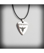 Handmade Stainless Steel Bon Jovi Guitar Pick Pendant Necklace Medallion - £12.32 GBP