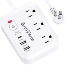 Power Strip Surge Protector With Usb-C (3.0A), 5 Ft Flat Extension Cord,... - $25.99