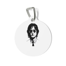 Personalized Round Pet Tag with John Lennon Portrait | Durable Metal for Collars - £13.99 GBP