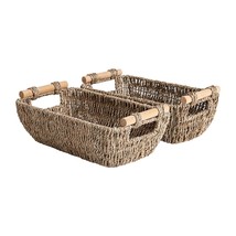 Small Wicker Baskets, Handwoven Baskets For Storage, Seagrass Rattan Baskets Wit - £39.95 GBP