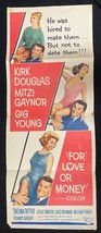 For Love Or Money Original Insert Movie Poster -  Kirk Douglas Mitzi Gaynor - $90.21