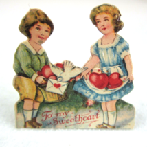 Vintage Valentine Die Cut Stand Up Boy Girl Heart Dove 1920-30s Germany UNSIGNED - £7.85 GBP