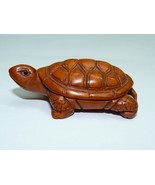 Vintage Japanese Masterfully Hand-Carved Wooden Signed Netsuke Tortoise ... - $1,311.47 MXN