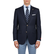 Men's RENOIR Classic Blazer 100% Wool Side vents Metal Buttons Notch 509-2 Navy image 12