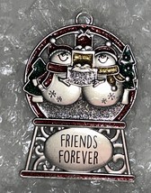 Ganz Christmas Ornament Heavy Metal Acrylic Glitter Snowman Friends Forever - $5.00