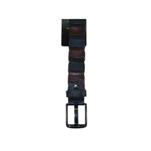 Men Genuine Leather Belt PIERO ROSSI Turkey Croc print Hand Stitch 69 Brown navy image 2