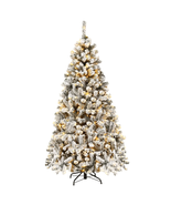 6 Ft Premium Snow Flocked Hinged Artificial Christmas Tree with 250 Ligh... - $134.63