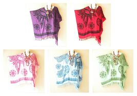 KG111 Abstract Batik Women Plus Kaftan Poncho Tunic Women Blouse Top up ... - $24.90