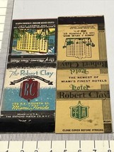 Lot Of 2  Matchbook Covers  The Robert Cray Hotel  Miami, FL gmg. Unstruck - £11.73 GBP