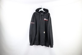 Vintage Carhartt Mens Size XL Faded Spell Out Box Logo Hoodie Sweatshirt Black - £46.70 GBP