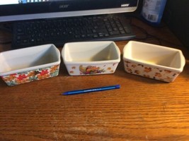 Garden Ridge Fall Theme,Ceramic Mini Bread Loaf Pans Lot of 3 Thanksgiving - £14.30 GBP