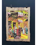 Authentic Handmade Egyptian Papyrus Cario Market Street Scene papyrus, A... - $167.12 CAD