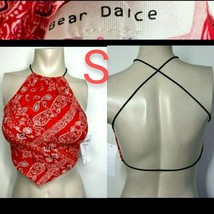 Red Bandana Handkerchief Halter Backless Crop Top   Size S - £14.94 GBP