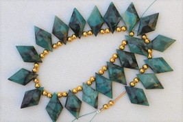 Natural 20 piece faceted fancy rhombus chrysocolla briolette Beads 12 x ... - £55.05 GBP