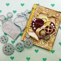 Steampunk Heart Gears Cogs Metal Cutting Dies Embossing Scrapbooking Car... - $9.76