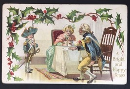 A Bright and Happy Xmas Colonial Christmas PC Early 1900s Embossed - £15.73 GBP