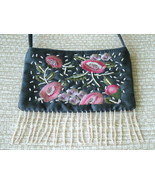 Pre-Loved Frankie &amp; Johnnie Black Beaded, Embroidered Crossbody Purse - $10.00